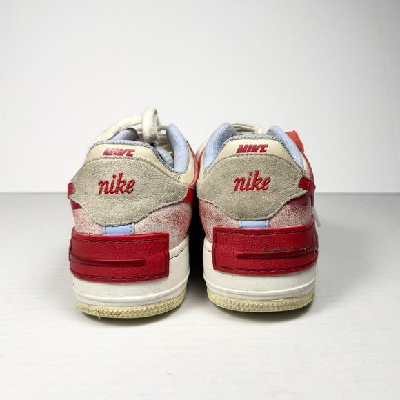 Nike Air Force 1 Shadow 'Cracked Leather' Basketball Sneaker Red/White/Blue W 8 - Picture 3 of 10